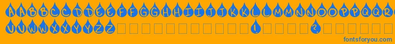 Teardrop-Schriftart – Blaue Schriften auf orangefarbenem Hintergrund