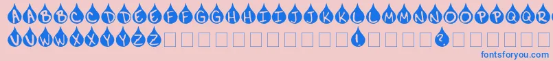 Teardrop-Schriftart – Blaue Schriften auf rosa Hintergrund