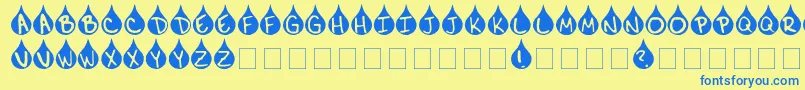 Weitere Informationen zur Teardrop-Schriftart Teardrop-Schriftart – Blaue Schriften auf gelbem Hintergrund