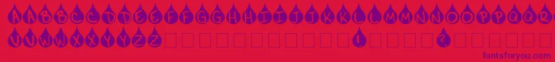 Teardrop-Schriftart – Violette Schriften auf rotem Hintergrund