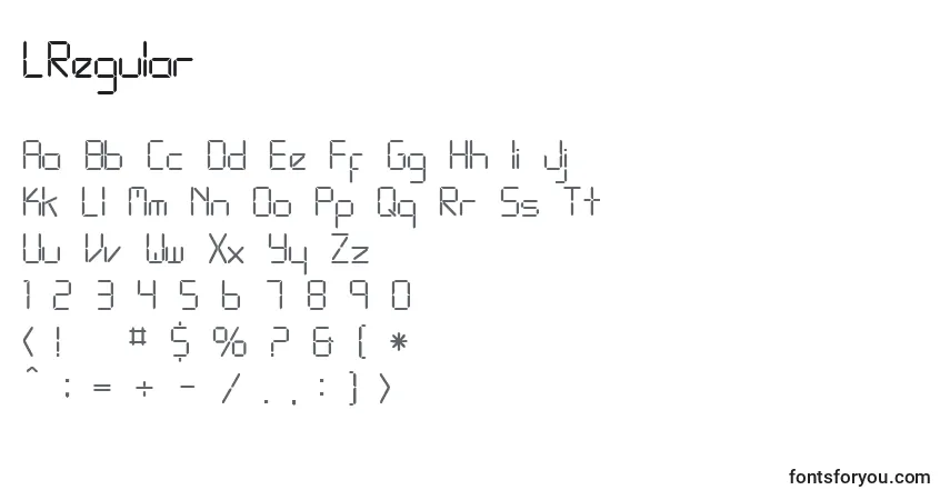 Schriftart LRegular – Alphabet, Zahlen, spezielle Symbole