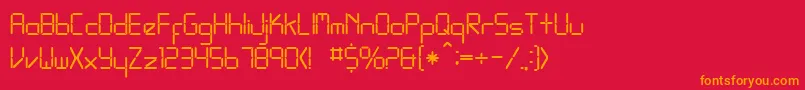 LRegular-Schriftart – Orangefarbene Schriften auf rotem Hintergrund