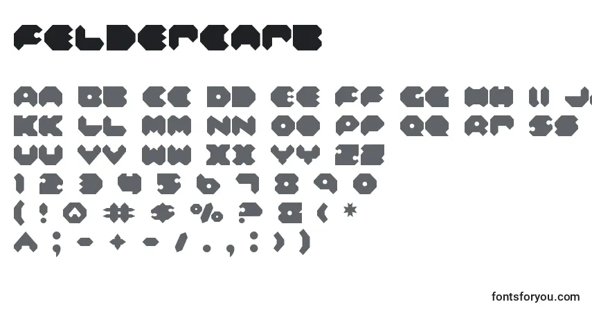 Czcionka Feldercarb – alfabet, cyfry, specjalne znaki