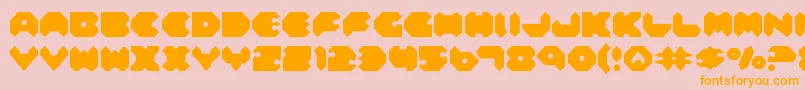 フォントFeldercarb – オレンジの文字がピンクの背景にあります。