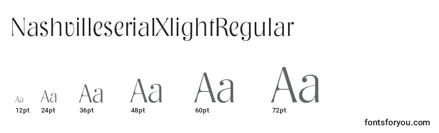 Размеры шрифта NashvilleserialXlightRegular