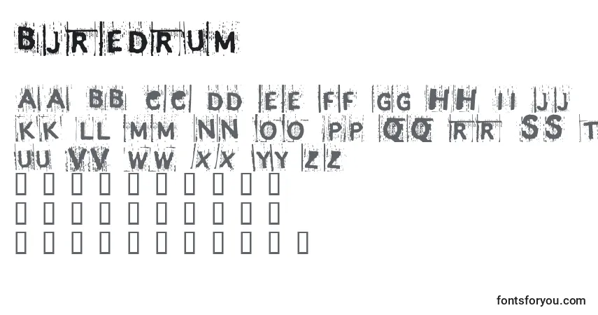 BjRedrum Font – alphabet, numbers, special characters