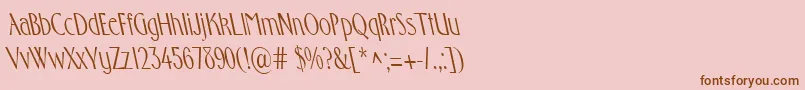 Więcej informacji o czcionce FostercondensedbsRegular Czcionka FostercondensedbsRegular – brązowe czcionki na różowym tle
