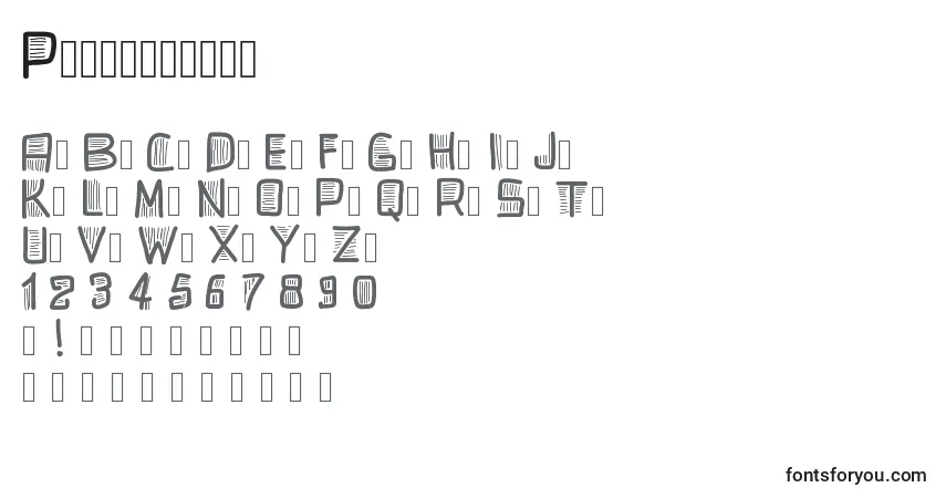 Czcionka Pwbeardfont – alfabet, cyfry, specjalne znaki