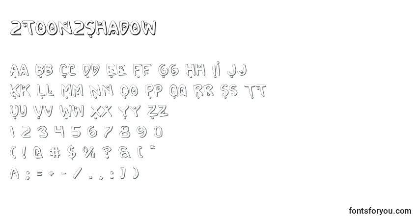Czcionka 2toon2Shadow – alfabet, cyfry, specjalne znaki