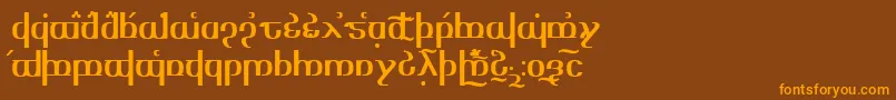 Tengwaroptime-Schriftart – Orangefarbene Schriften auf braunem Hintergrund