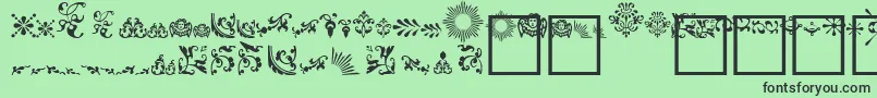 FleurdesignDingbats Font – Black Fonts on Green Background