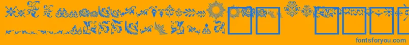 FleurdesignDingbats Font – Blue Fonts on Orange Background