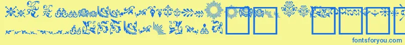 Czcionka FleurdesignDingbats – niebieskie czcionki na żółtym tle