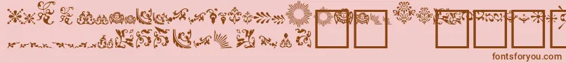 フォントFleurdesignDingbats – ピンクの背景に茶色のフォント