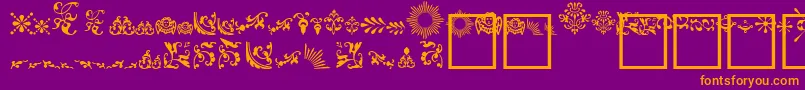 Fonte FleurdesignDingbats – fontes laranjas em um fundo violeta