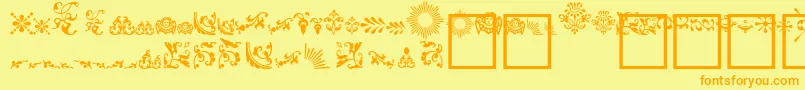 Więcej informacji o czcionce FleurdesignDingbats Czcionka FleurdesignDingbats – pomarańczowe czcionki na żółtym tle