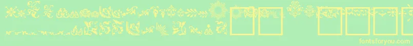 フォントFleurdesignDingbats – 黄色の文字が緑の背景にあります
