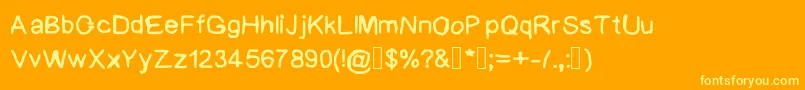 BadHandwriting-Schriftart – Gelbe Schriften auf orangefarbenem Hintergrund