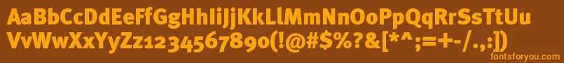 フォントMetablackc – オレンジ色の文字が茶色の背景にあります。