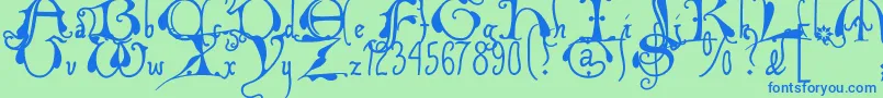 Xiplmb2u Font – Blue Fonts on Green Background