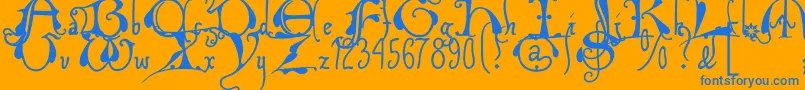 Xiplmb2u-Schriftart – Blaue Schriften auf orangefarbenem Hintergrund