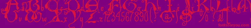 Xiplmb2u-Schriftart – Rote Schriften auf violettem Hintergrund