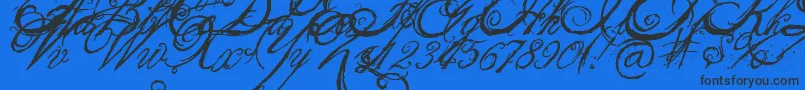 Fonte TheKingQueenFont – fontes pretas em um fundo azul