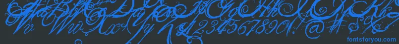 Fonte TheKingQueenFont – fontes azuis em um fundo preto
