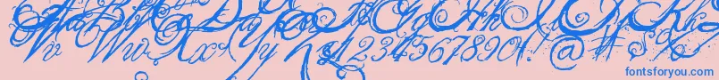 TheKingQueenFont Font – Blue Fonts on Pink Background