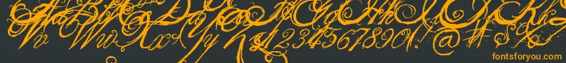 Lisätietoja TheKingQueenFont-fontista TheKingQueenFont-fontti – oranssit fontit mustalla taustalla