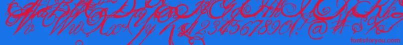More about TheKingQueenFont Font TheKingQueenFont Font – Red Fonts on Blue Background