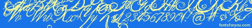 TheKingQueenFont Font – Yellow Fonts on Blue Background