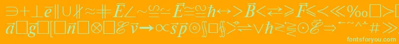 Mathematicabtt-Schriftart – Grüne Schriften auf orangefarbenem Hintergrund