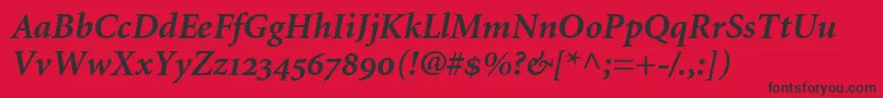 MinionBoldItalicOldstyleFigures Font – Black Fonts on Red Background