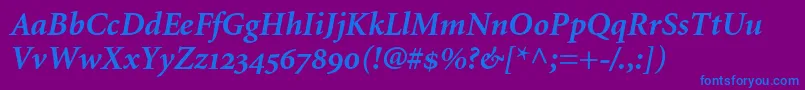 MinionBoldItalicOldstyleFigures Font – Blue Fonts on Purple Background