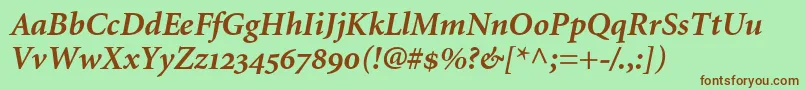 MinionBoldItalicOldstyleFigures Font – Brown Fonts on Green Background