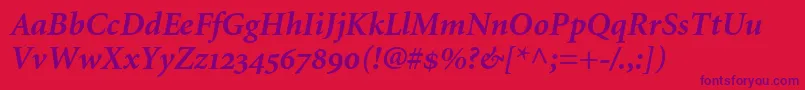 MinionBoldItalicOldstyleFigures Font – Purple Fonts on Red Background