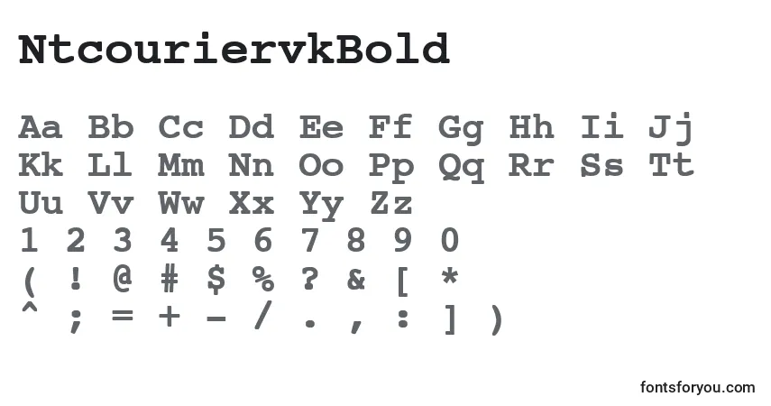 A fonte NtcouriervkBold – alfabeto, números, caracteres especiais
