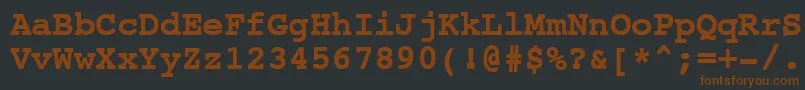 Шрифт NtcouriervkBold – коричневые шрифты на чёрном фоне