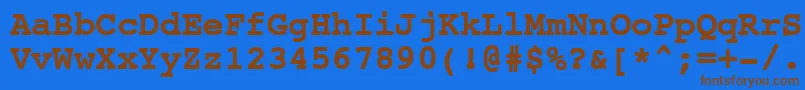 フォントNtcouriervkBold – 茶色の文字が青い背景にあります。