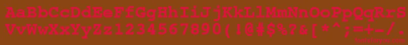 フォントNtcouriervkBold – 赤い文字が茶色の背景にあります。