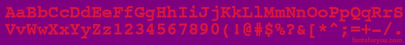 フォントNtcouriervkBold – 紫の背景に赤い文字