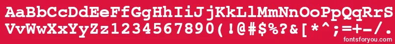 Czcionka NtcouriervkBold – białe czcionki na czerwonym tle