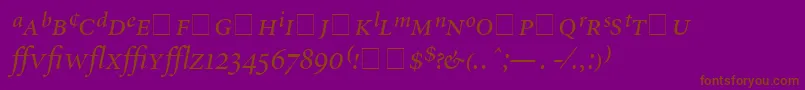 Fonte AtlantixProDisplaySsiDisplayItalic – fontes marrons em um fundo roxo