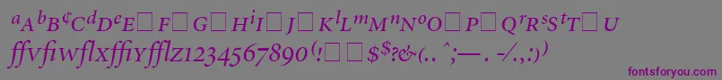 Шрифт AtlantixProDisplaySsiDisplayItalic – фиолетовые шрифты на сером фоне
