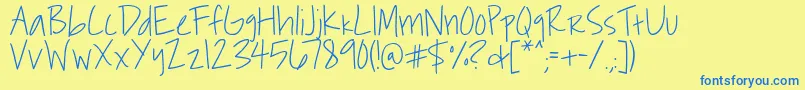 Czcionka Roddy – niebieskie czcionki na żółtym tle