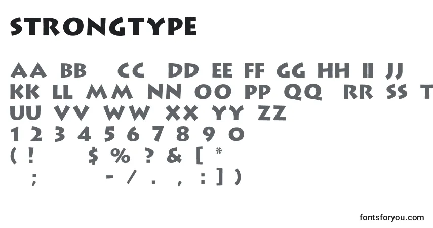 Schriftart StrongType – Alphabet, Zahlen, spezielle Symbole
