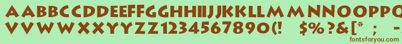 フォントStrongType – 緑の背景に茶色のフォント