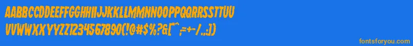 フォントWolfbrothersrotate2 – オレンジ色の文字が青い背景にあります。