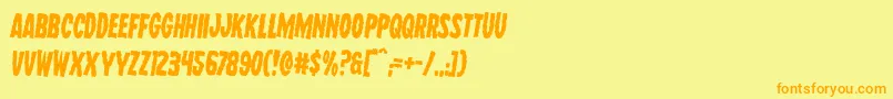 フォントWolfbrothersrotate2 – オレンジの文字が黄色の背景にあります。